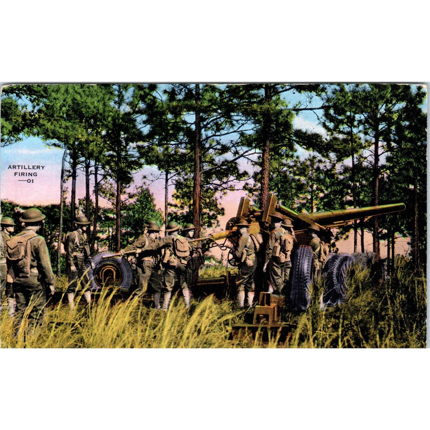 WWI Artillery Field Firing - Original Postcard TJ7-RP1