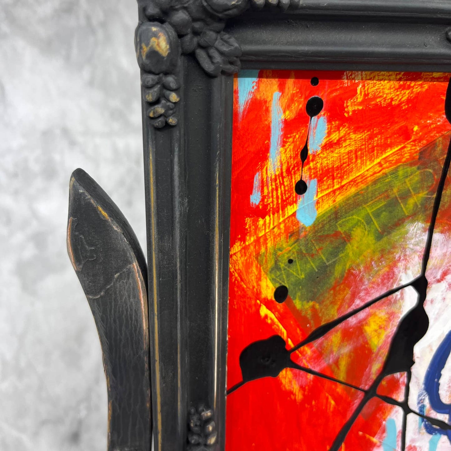Original Framed Abstract Art Painting 8x12" Wildfire With COA TF6