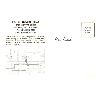 Hotel Desert Hills Phoenix Arizona - Postcard TJ8-2