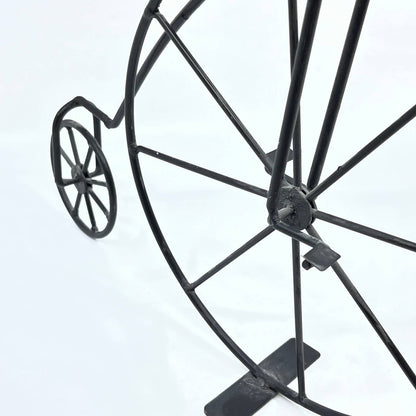 Vintage Metal Bicycle Art, Freestanding Metal High Wheel Bicycle Sculpture 11x14