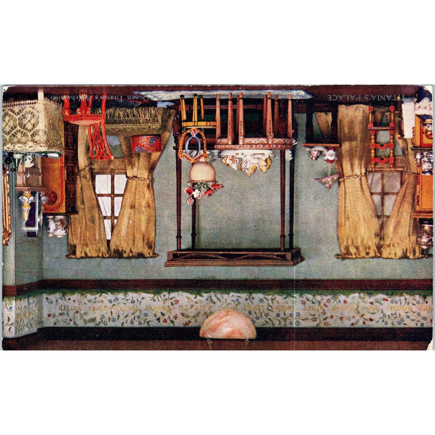 Titania's Palace Bedchamber Raphael Tuck Oilette Original Postcard TK1-P14