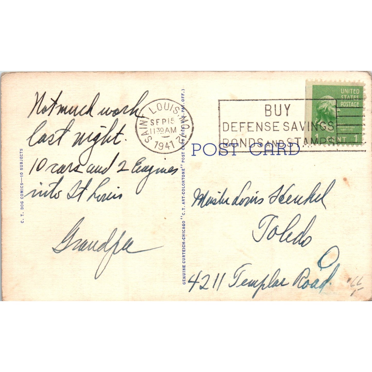 Nothing Can Hold Us - Dog Humor Comic 1941 Original Postcard P2-3