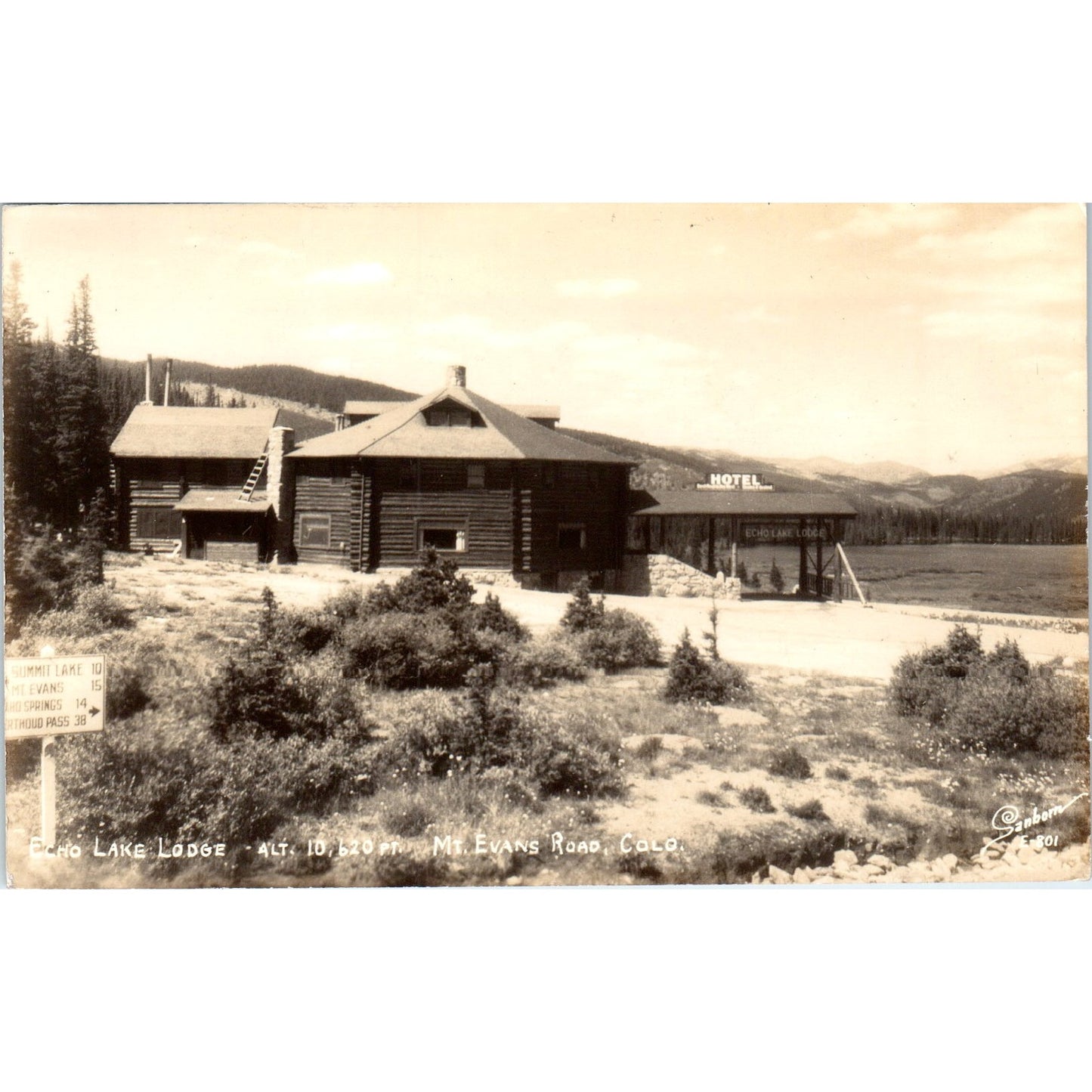 Echo Lake Lodge Mt. Evans Road Colorado RPPC Original Postcard P2-2