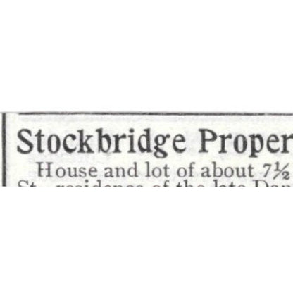 Stockbridge Property for Sale Prospect St. Daniel B. Fenn - 1903 Ad AK5-S32
