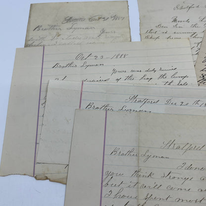 1887-89 Antique Set of 6 Handwritten Letters To Brother Lyman Stratford NJ AC9