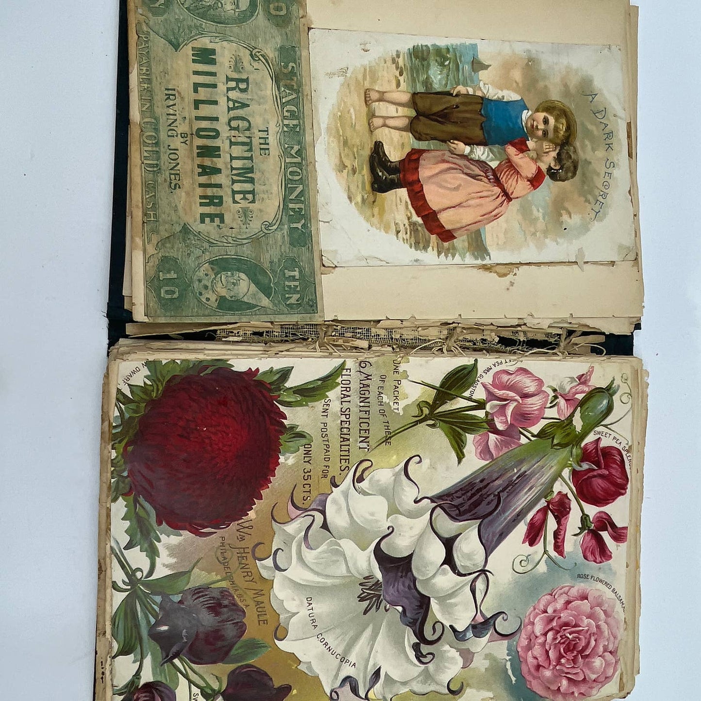 1880s -1910s LOADED Victorian Scrapbook From Richmondville NY TG3