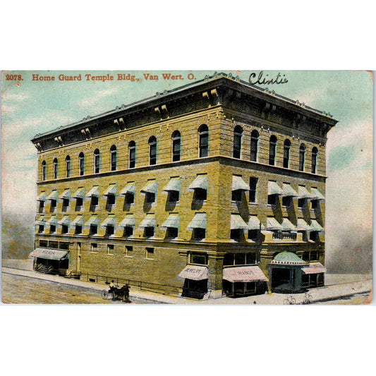 Home Guard Temple Building Van Wert OH c1910 Original Postcard TK1-20