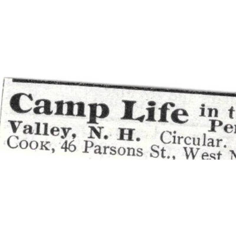 Pemigewasset Valley NH Camp Life H. Herbert  - 1903 Original Ad TJ8-7-1