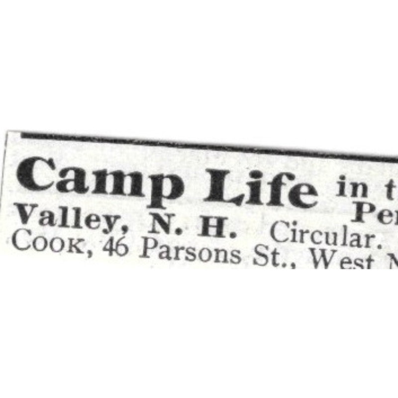 Pemigewasset Valley NH Camp Life H. Herbert  - 1903 Original Ad AK5-S35