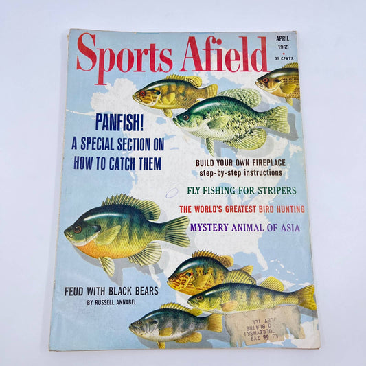 1965 April Sports Afield Magazine Pan Fish Mystery Animal of Asia Black Bear TE8