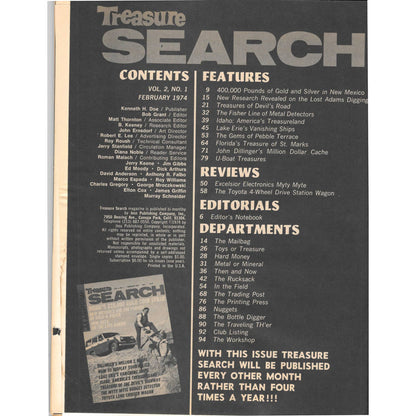 Treasure Search Magazine - Treasure Hunting Mining Metal Detecting Feb 1974 M4