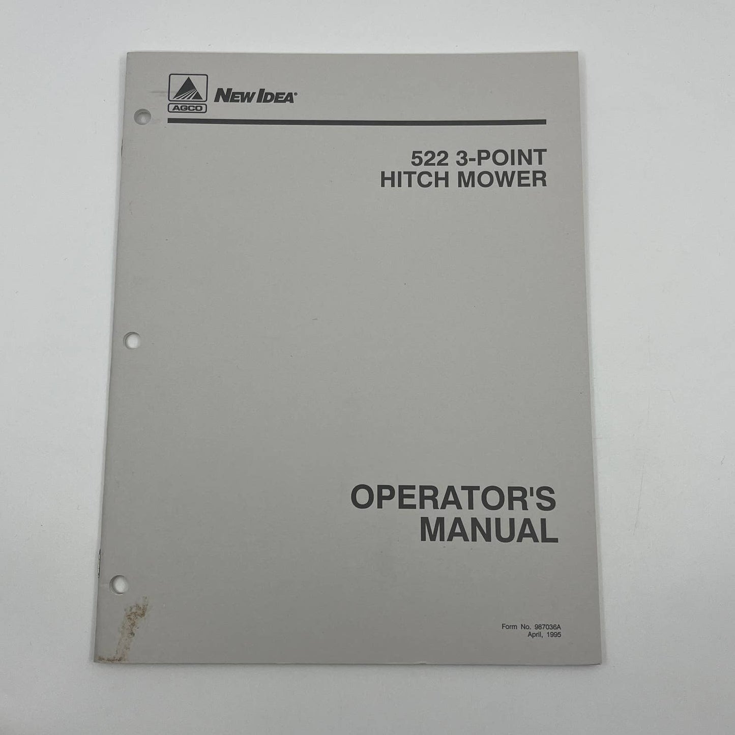 Original 1995 New Idea Operator's Manual 522 3-Point Hitch Mower 987036A TB9