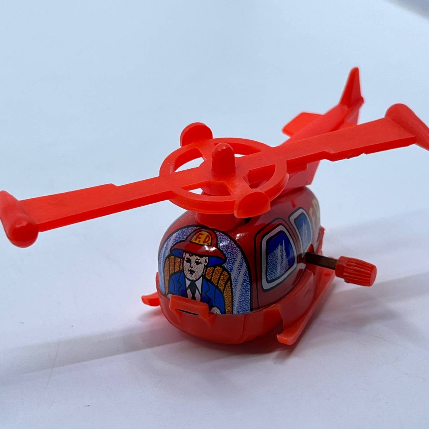 1970s Yone Wind-up Fire Department Helicopter Toy WORKS TD2