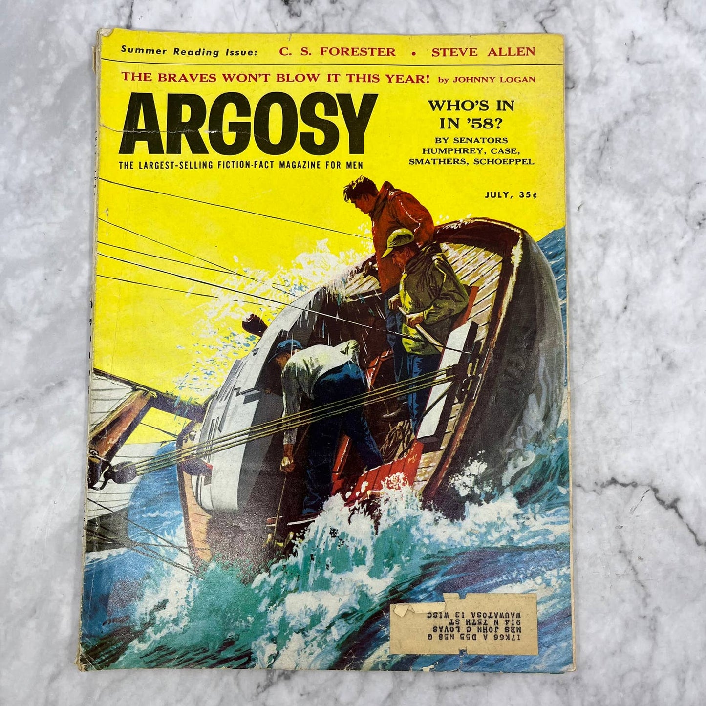 ARGOSY Magazine July 1957 – Leigh Brackett Milwaukee Braves Senator Humphrey TJ3