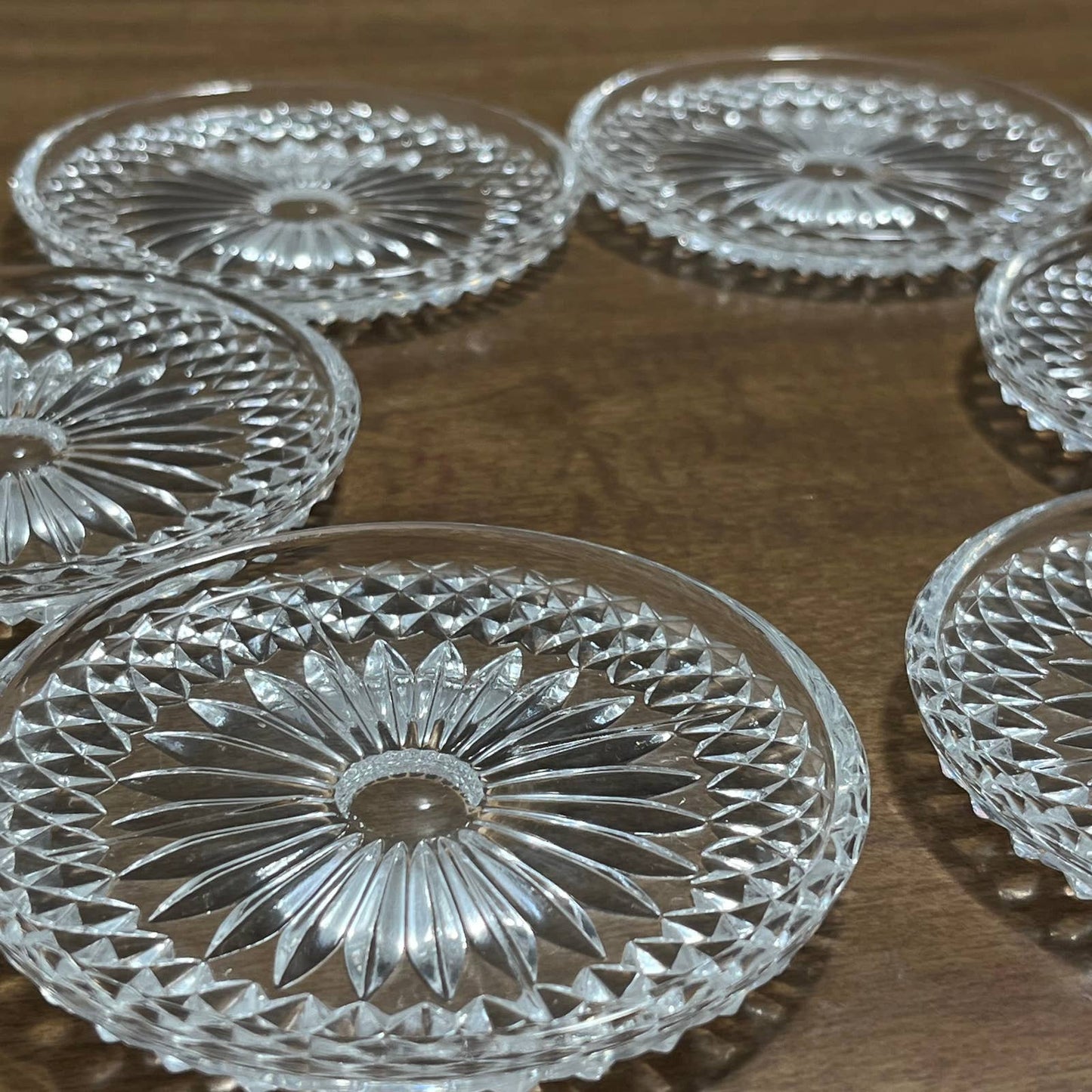 Vintage Set of 6 Crystal Glass Doll Tea Party Plates 3.5” TB2