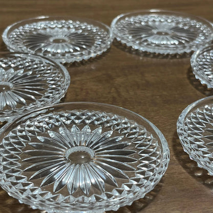 Vintage Set of 6 Crystal Glass Doll Tea Party Plates 3.5” TB2