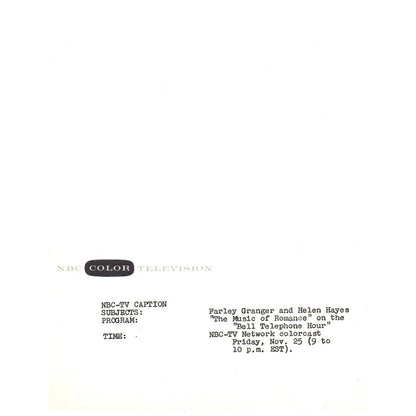 c1960 Press Photo Farley Granger Helen Hayes The Music of Romance NBC TJ7-2