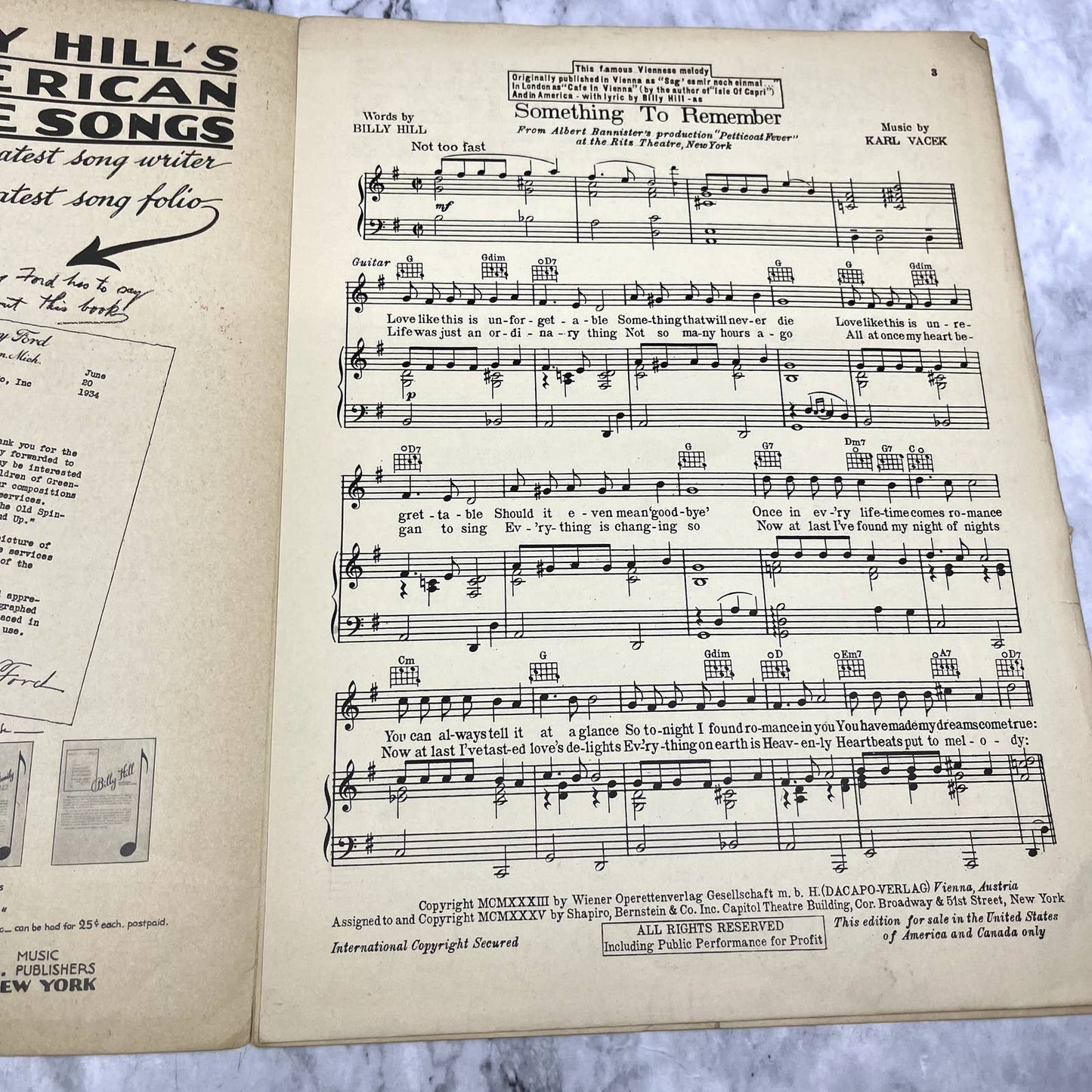 Something to Remember Petticoat Fever Oscar Shaw 1935 Sheet Music TK2-SM