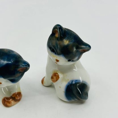 VTG Otagiri Hand Painted Blue & White Porcelain Cat Figurines 3" Japan TC2