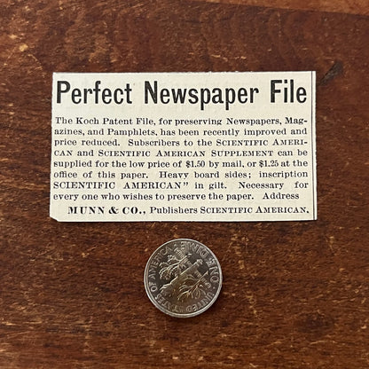 Koch's Perfect Newspaper File Munn & Co Original Advertisement AD8-P28