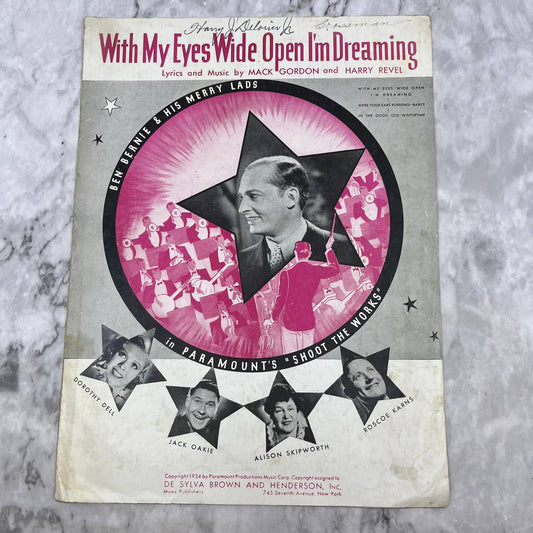 With My Eyes Wide Open I'm Dreaming   Ben Bernie & His Lads 1934 Sheet Music TH1