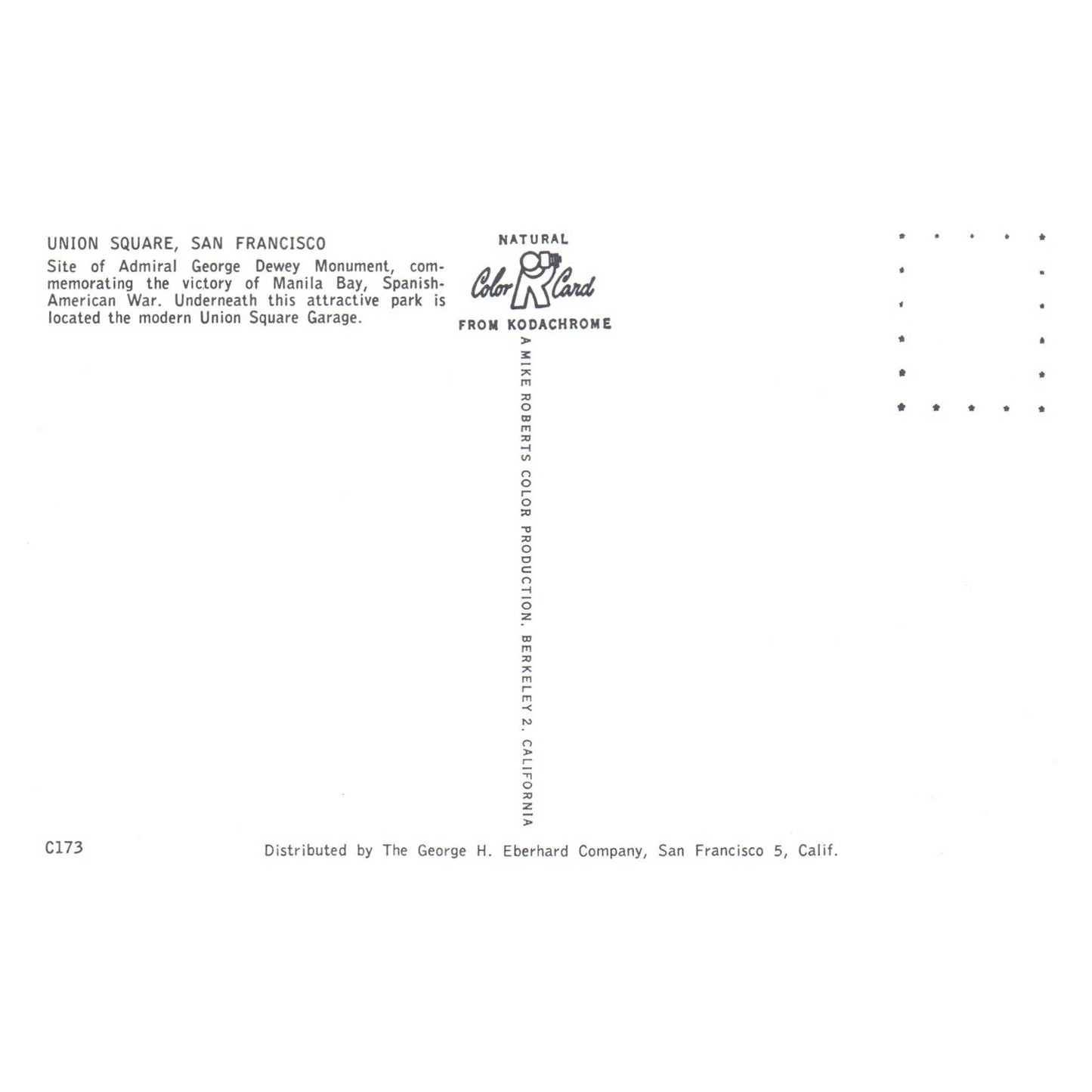 Vintage Postcard - Union Square San Francisco California AD9