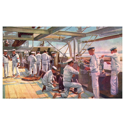 Navy Sailors Cleaning Guns Raphael Tuck - Original Postcard TJ8-5