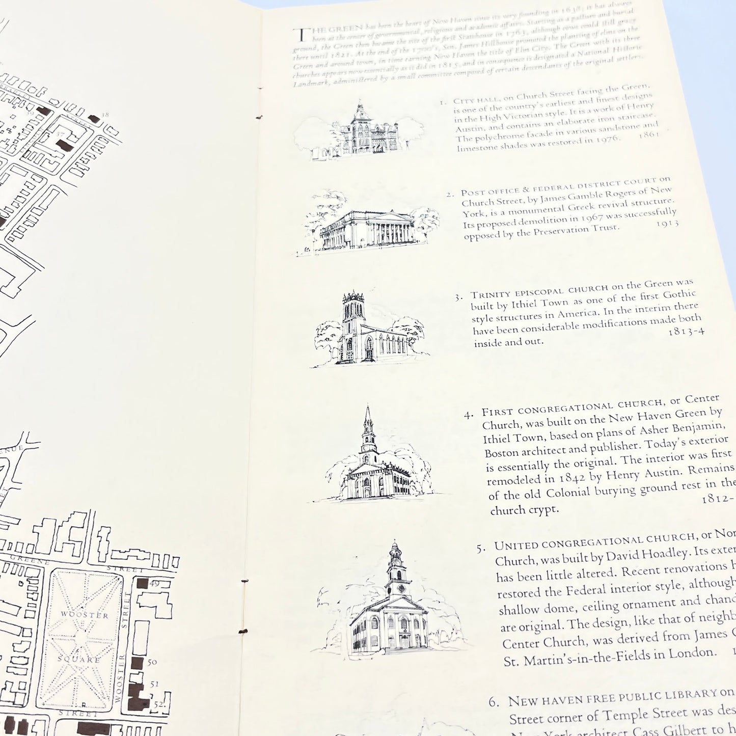 1970s A Walking Tour Guide to Historic New Haven Tourist Booklet & Map L4-6