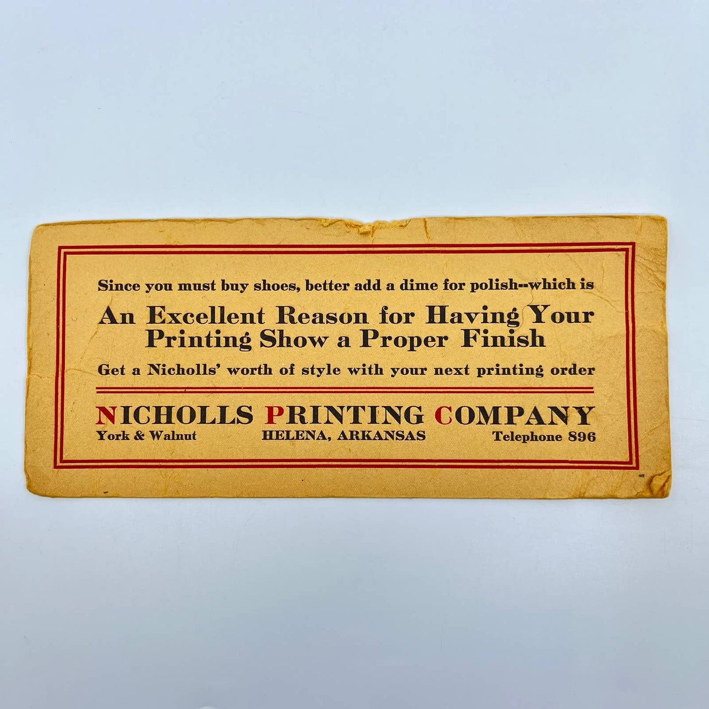 1930s Blotter Card Nicholls Printing Company York & Walnut Helena Arkansas SC8