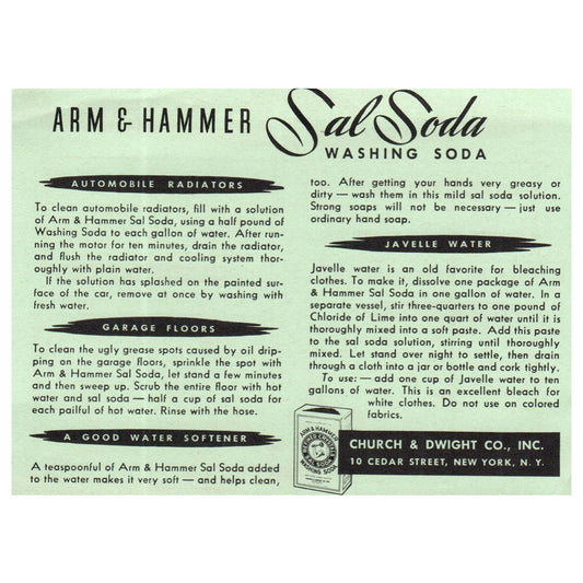 Vintage Arm and Hammer Sal Soda Washing Soda Advertising Card AC9