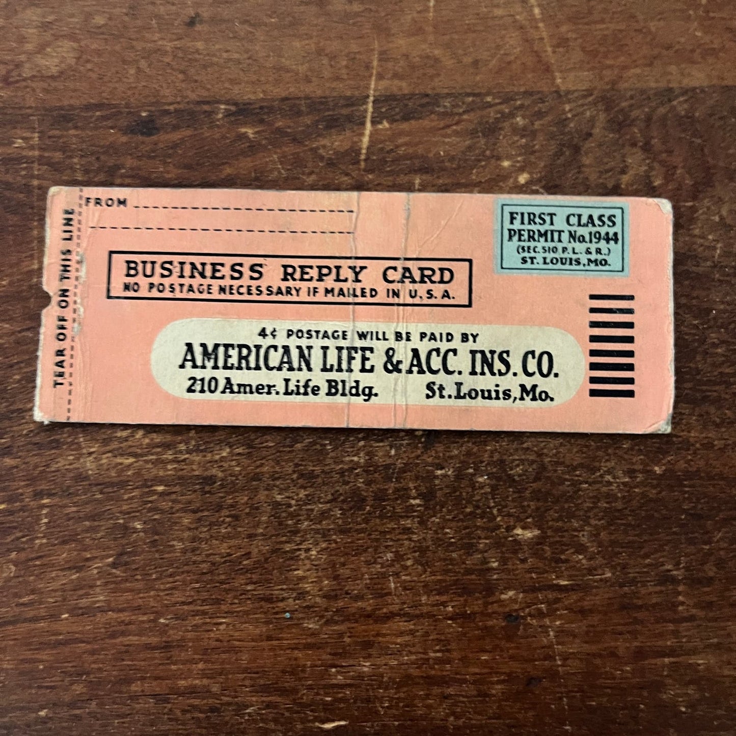 American Life & Acc Ins Co Business Reply Advertising Matchbook Cover SB3-M5