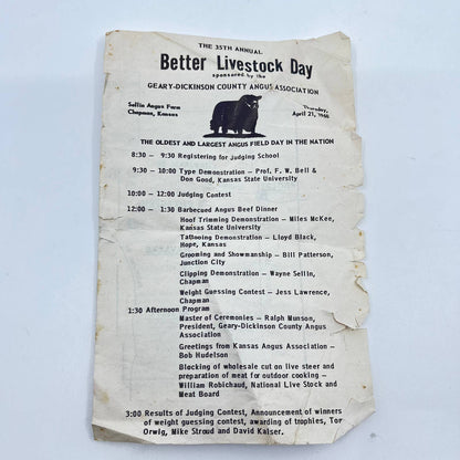 1960 Geary-Dickinson County Better Livestock Day Program Junction City KS AA7