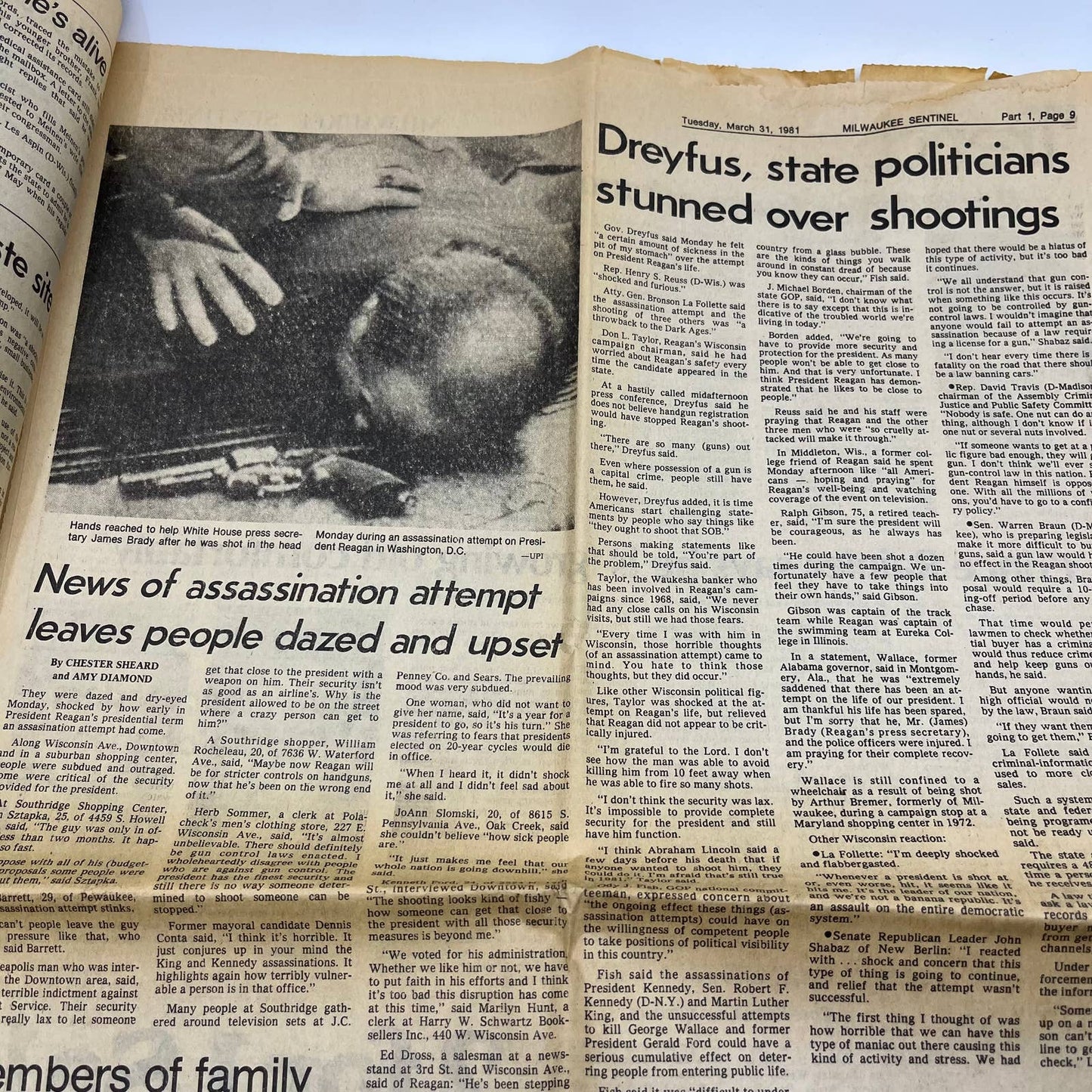 1981 Mar 31 MILWAUKEE SENTINEL Newspaper President Reagan Shot TI6-15