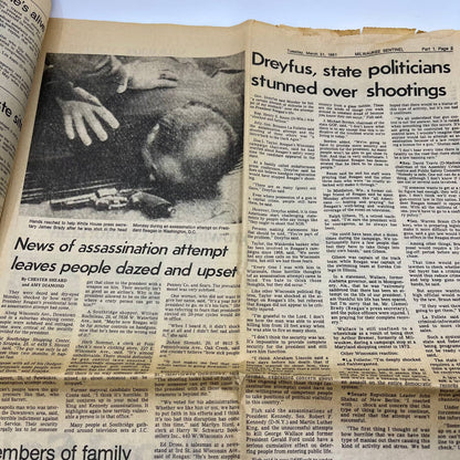 1981 Mar 31 MILWAUKEE SENTINEL Newspaper President Reagan Shot TI6-15