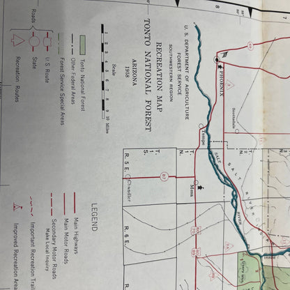 1958 Tonto National Forest Brochure & Map Arizona TH7