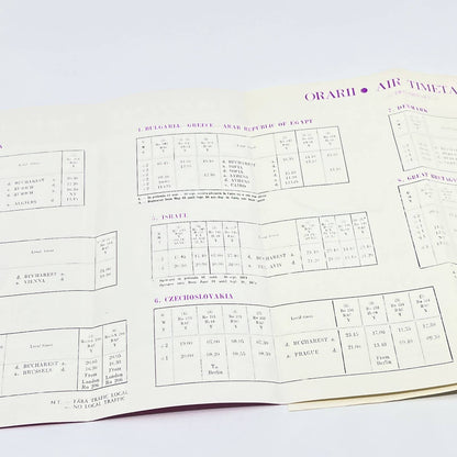 1974 Romanian Air Airlines Tarom Domestic Timetable Orarii AB9