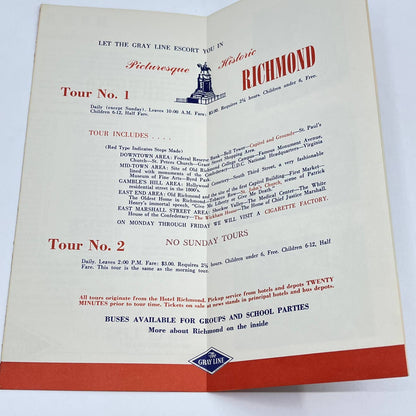 1958 The Gray Line Richmond Virginia Tourist Brochure AB2