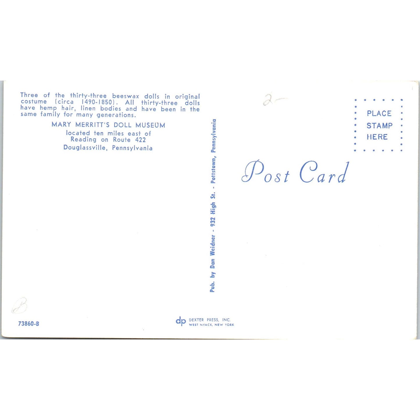 Beeswax Dolls at Mary Merritt's Doll Museum Douglassville Original Postcard PB6