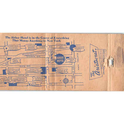 Abbey Hotel New York Advertising Matchbook Cover SA1-M10