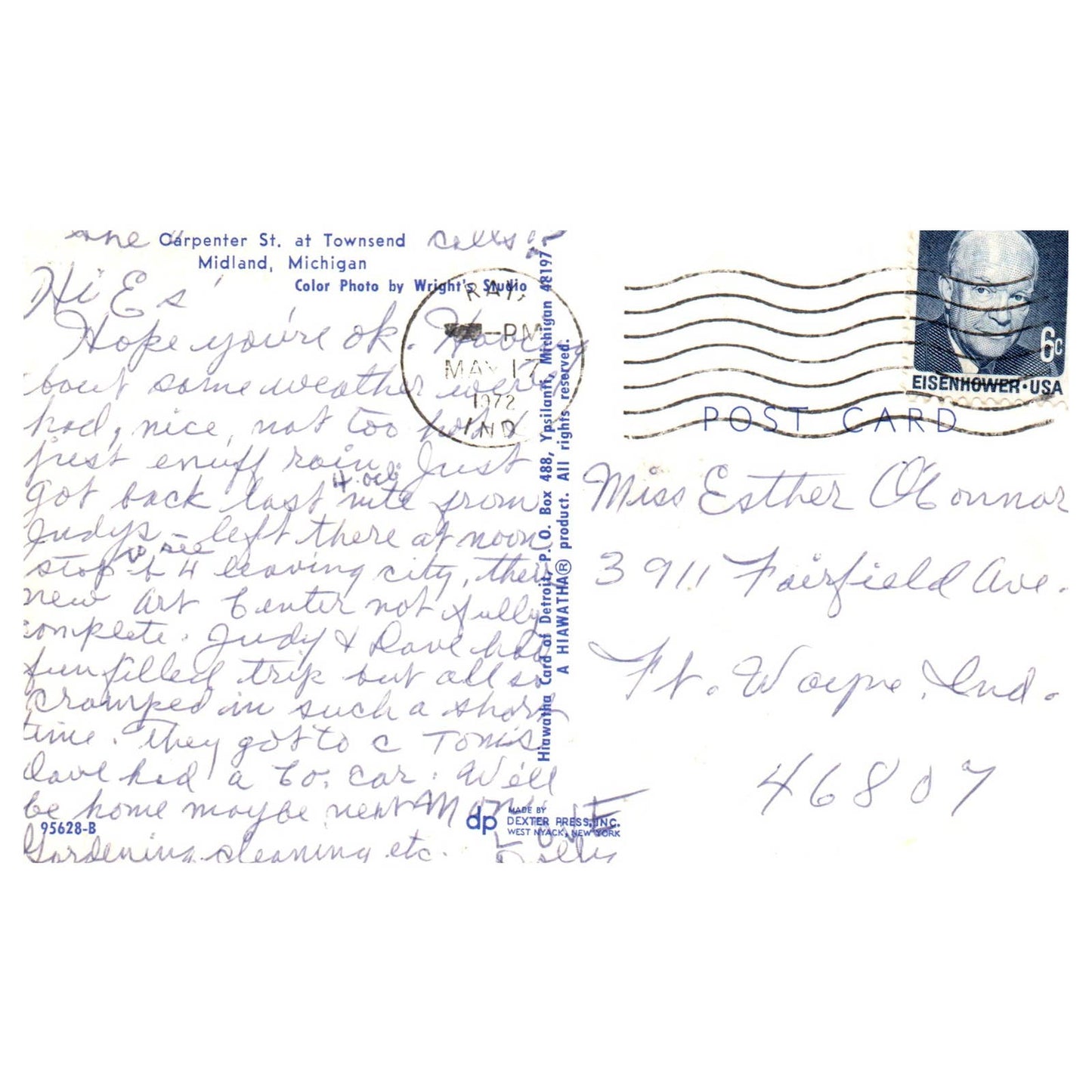 Vintage Postcard - St. John's Lutheran Church Midland Michigan 1972 AD9