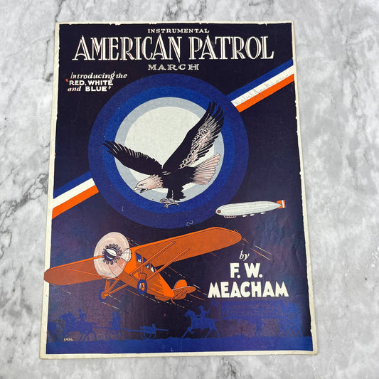 American Patrol March Airplane Zeppelin Eagle Cover 1914 Sheet Music TK2-SM3