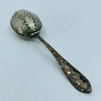 Vintage Thomas Jefferson Monticello Souvenir Silver Plate Tea Infuser Spoon SB7