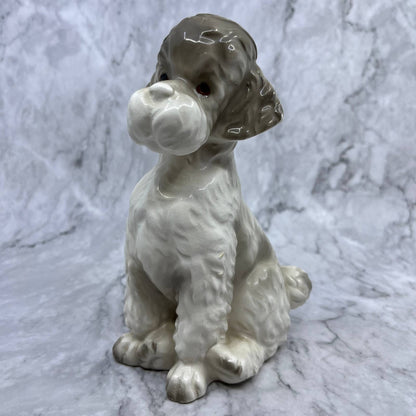 Vintage MCM White and Gray Poodle Hand Painted Porcelain Figurine 7" TJ1