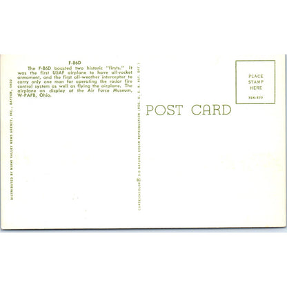 Vintage Postcard USAF F-86D Warplane EA3