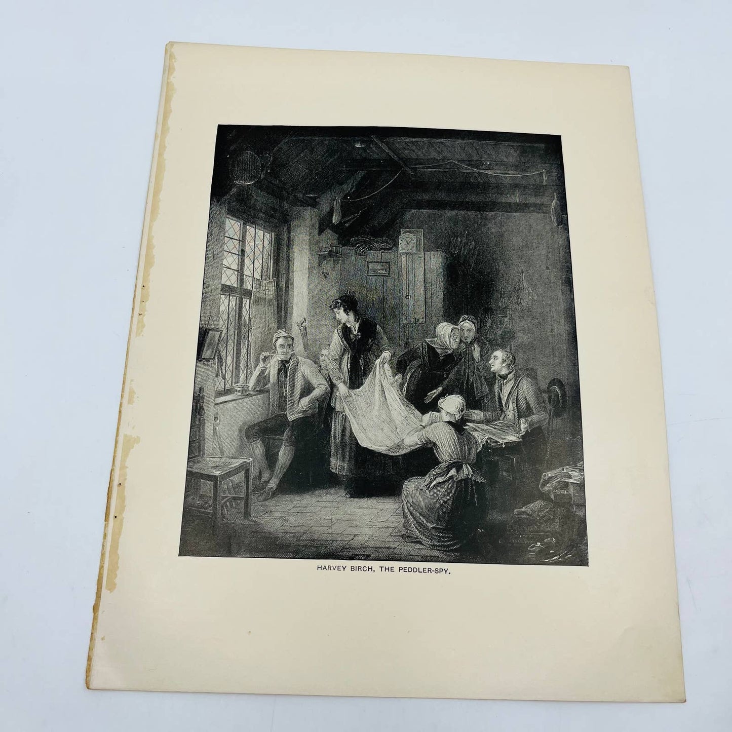 1880s Victorian Art Print Engraving Cooper HARVEY BIRCH, THE PEDDLER-SPY