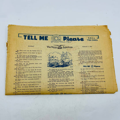 1967 Baltimore Maryland The News American Newspaper Tell Me Please Trivia BA4