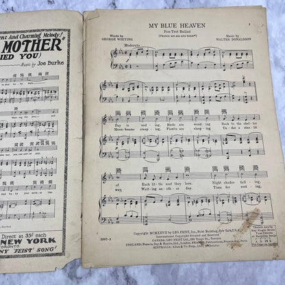 1927 Sheet Music My Blue Heaven Fox Trot Walter Donaldson Jessie Crawford TH5