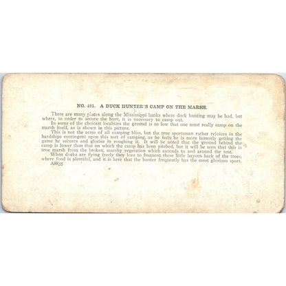 Victorian Duck Hunter's Camp on the Marsh - Antique Stereoview Card TJ1-C1