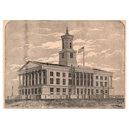 Tennessee State Capitol at Nashville 5x4" Original Engraving 1899 TJ8-7