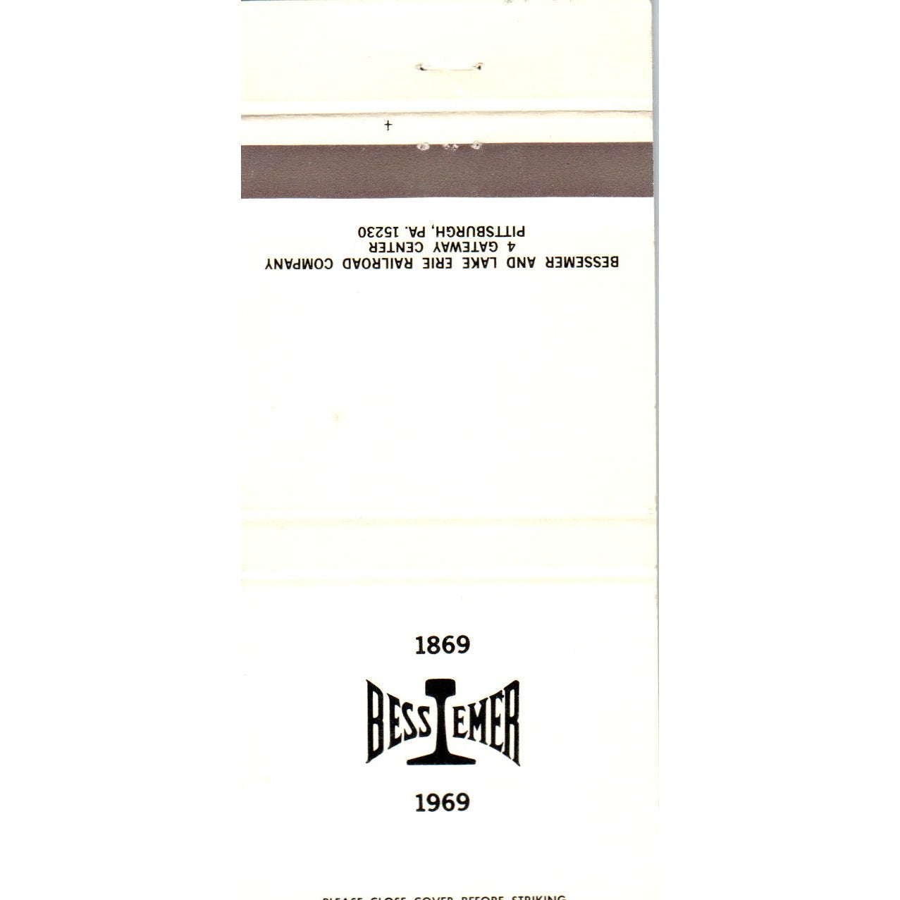 1969 Bessemer and Lake Erie Railroad Co Advertising Matchbook Cover MM10-3